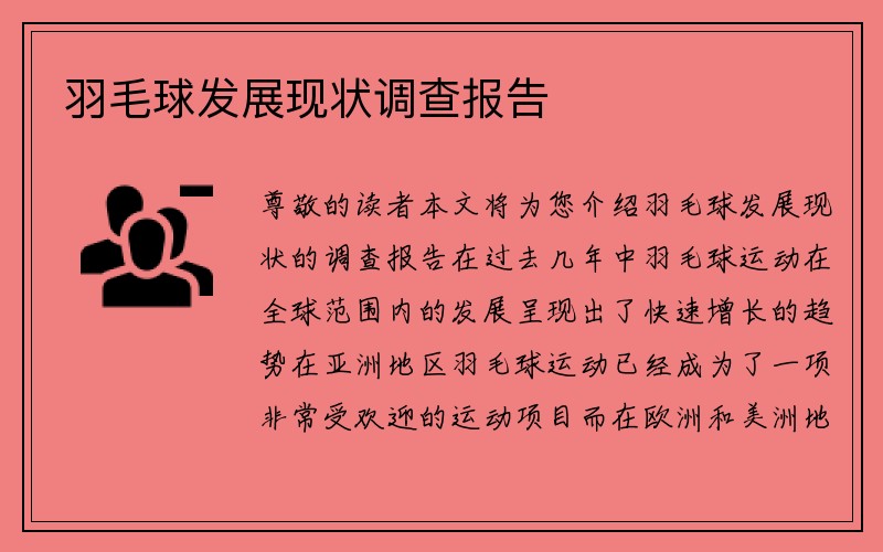 羽毛球发展现状调查报告