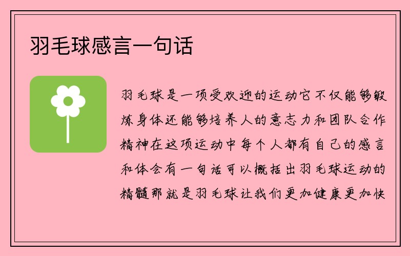 羽毛球感言一句话