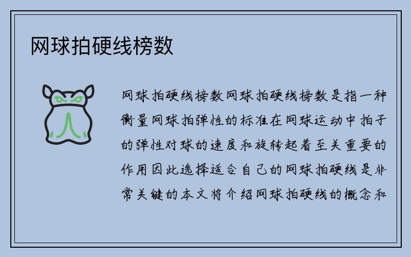 网球拍硬线榜数